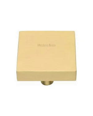 Heritage Brass Cabinet Knob Square Design 38mm Satin Brass finish