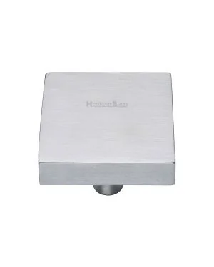 Heritage Brass Cabinet Knob Square Design 38mm Satin Chrome finish