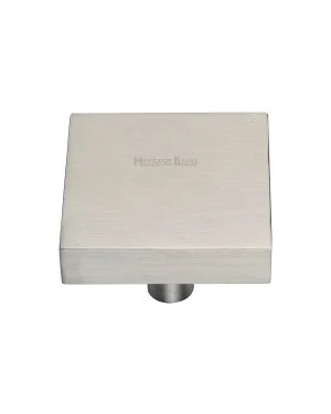Heritage Brass Cabinet Knob Square Design 38mm Satin Nickel finish