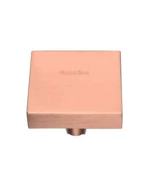 Heritage Brass Cabinet Knob Square Design 38mm Satin Rose Gold finish