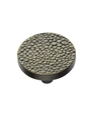 Heritage Brass Cabinet Knob Round Stingray Design 38mm Aged Brass finish