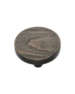 Heritage Brass Cabinet Knob Round Pine Design 38mm Aged Copper finish