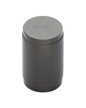 Heritage Brass Cabinet Knob Cylindric Knurled Design 21mm Matt Bronze finish