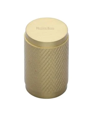Heritage Brass Cabinet Knob Cylindric Knurled Design 21mm Satin Brass finish