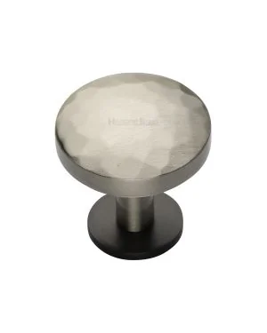 Heritage Brass Cabinet Knob Round Hammered Design with Rose 32mm Matt Bronze/Satin Nickel finish