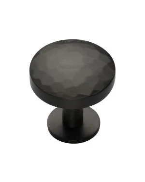Heritage Brass Cabinet Knob Round Hammered Design with Rose 32mm Matt Bronze finish