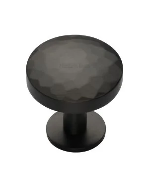 Heritage Brass Cabinet Knob Round Hammered Design with Rose 38mm Matt Bronze finish