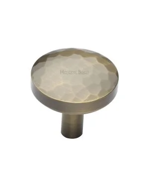 Heritage Brass Cabinet Knob Hammered Design 32mm Antique Brass finish