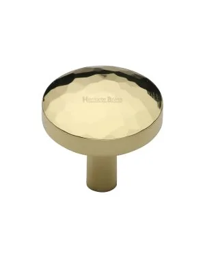 Heritage Brass Cabinet Knob Hammered Design 32mm Polished Brass finish