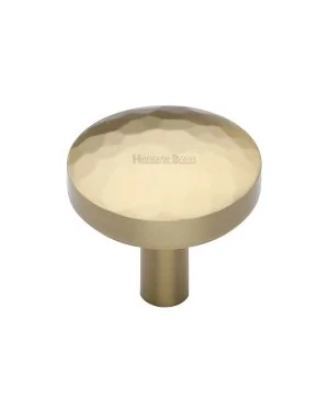Heritage Brass Cabinet Knob Hammered Design 32mm Satin Brass finish
