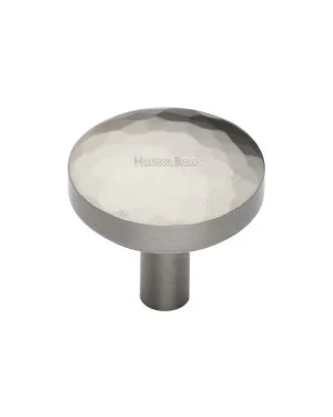 Heritage Brass Cabinet Knob Hammered Design 32mm Satin Nickel finish