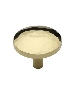 Heritage Brass Cabinet Knob Hammered Design 38mm Polished Brass finish