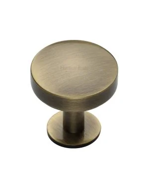 Heritage Brass Cabinet Knob Domed Disc Design with Rose 32mm Antique Brass finish