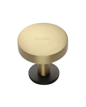 Heritage Brass Cabinet Knob Domed Disc Design with Rose 32mm Matt Bronze/Satin Brass finish