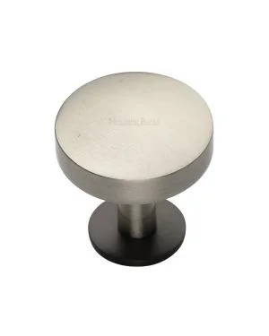 Heritage Brass Cabinet Knob Domed Disc Design with Rose 32mm Matt Bronze/Satin Nickel finish
