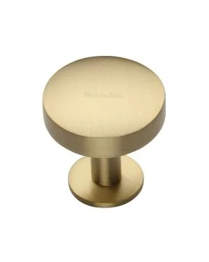 Heritage Brass Cabinet Knob Domed Disc Design with Rose 32mm Satin Brass finish