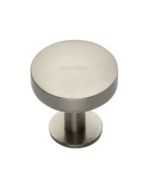 Heritage Brass Cabinet Knob Domed Disc Design with Rose 32mm Satin Nickel finish