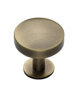 Heritage Brass Cabinet Knob Domed Disc Design with Rose 38mm Antique Brass finish