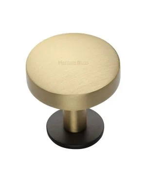 Heritage Brass Cabinet Knob Domed Disc Design with Rose 38mm Matt Bronze/Satin Brass finish