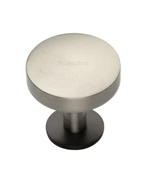 Heritage Brass Cabinet Knob Domed Disc Design with Rose 38mm Matt Bronze/Satin Nickel finish