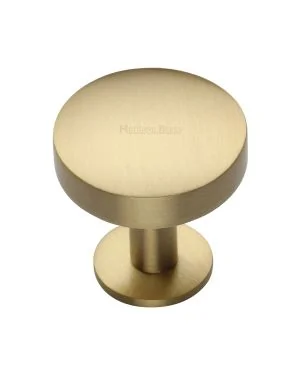 Heritage Brass Cabinet Knob Domed Disc Design with Rose 38mm Satin Brass finish