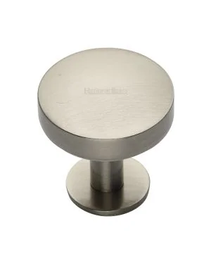 Heritage Brass Cabinet Knob Domed Disc Design with Rose 38mm Satin Nickel finish