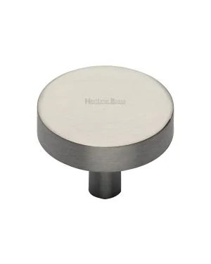 Heritage Brass Cabinet Knob Disc Design 32mm Satin Nickel finish