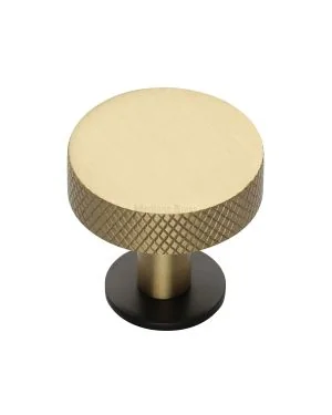 Heritage Brass Cabinet Knob Knurled Disc Design with Rose 32mm Matt Bronze/Satin Brass finish