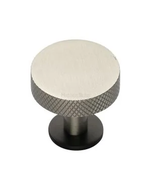 Heritage Brass Cabinet Knob Knurled Disc Design with Rose 32mm Matt Bronze/Satin Nickel finish