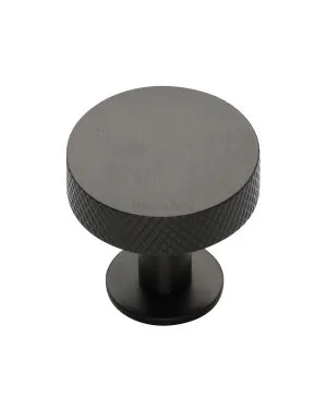 Heritage Brass Cabinet Knob Knurled Disc Design with Rose 32mm Matt Bronze finish