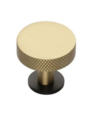 Heritage Brass Cabinet Knob Knurled Disc Design with Rose 38mm Matt Bronze/Satin Brass finish