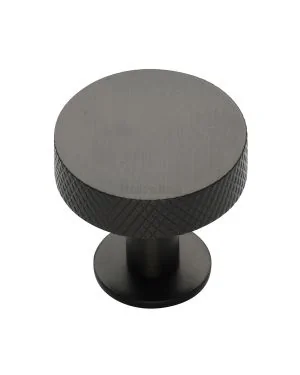 Heritage Brass Cabinet Knob Knurled Disc Design with Rose 38mm Matt Bronze finish