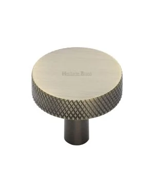 Heritage Brass Cabinet Knob Knurled Disc Design 32mm Antique Brass finish