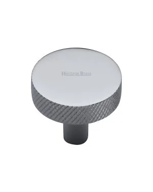 Heritage Brass Cabinet Knob Knurled Disc Design 32mm Polished Chrome finish