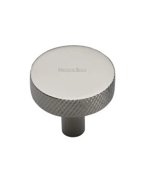 Heritage Brass Cabinet Knob Knurled Disc Design 32mm Polished Nickel finish