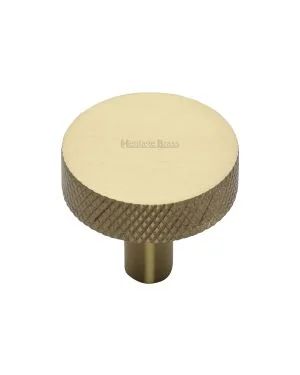 Heritage Brass Cabinet Knob Knurled Disc Design 32mm Satin Brass finish