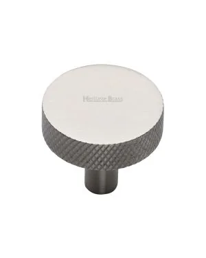 Heritage Brass Cabinet Knob Knurled Disc Design 32mm Satin Nickel finish