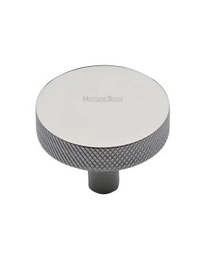 Heritage Brass Cabinet Knob Knurled Disc Design 38mm Polished Nickel finish