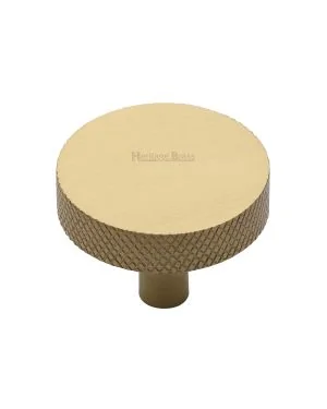 Heritage Brass Cabinet Knob Knurled Disc Design 38mm Satin Brass finish