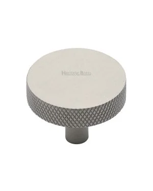 Heritage Brass Cabinet Knob Knurled Disc Design 38mm Satin Nickel finish