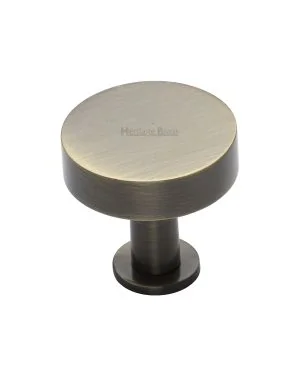 Heritage Brass Cabinet Knob Disc Design with Base 32mm Antique Brass finish