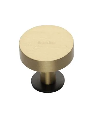Heritage Brass Cabinet Knob Disc Design with Rose 32mm Matt Bronze / Satin Brass finish