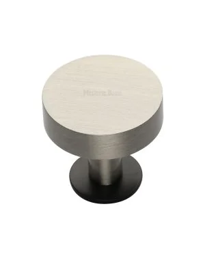 Heritage Brass Cabinet Knob Disc Design with Base 32mm Matt Bronze / Satin Nickel finish