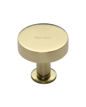 Heritage Brass Cabinet Knob Disc Design with Base 32mm Polished Brass finish