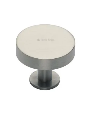 Heritage Brass Cabinet Knob Disc Design with Base 32mm Satin Nickel finish