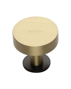 Heritage Brass Cabinet Knob Disc Design with Base 38mm Matt Bronze / Satin Brass finish
