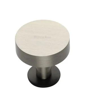 Heritage Brass Cabinet Knob Disc Design with Base 38mm Matt Bronze / Satin Nickel finish