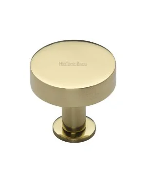 Heritage Brass Cabinet Knob Disc Design with Base 38mm Polished Brass finish