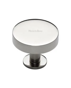 Heritage Brass Cabinet Knob Disc Design with Base 38mm Polished Nickel finish