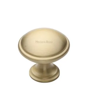 Heritage Brass Cabinet Knob Domed Design 32mm Satin Brass finish